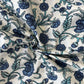 Cream Blue Floral Print Cotton Fabric 16236