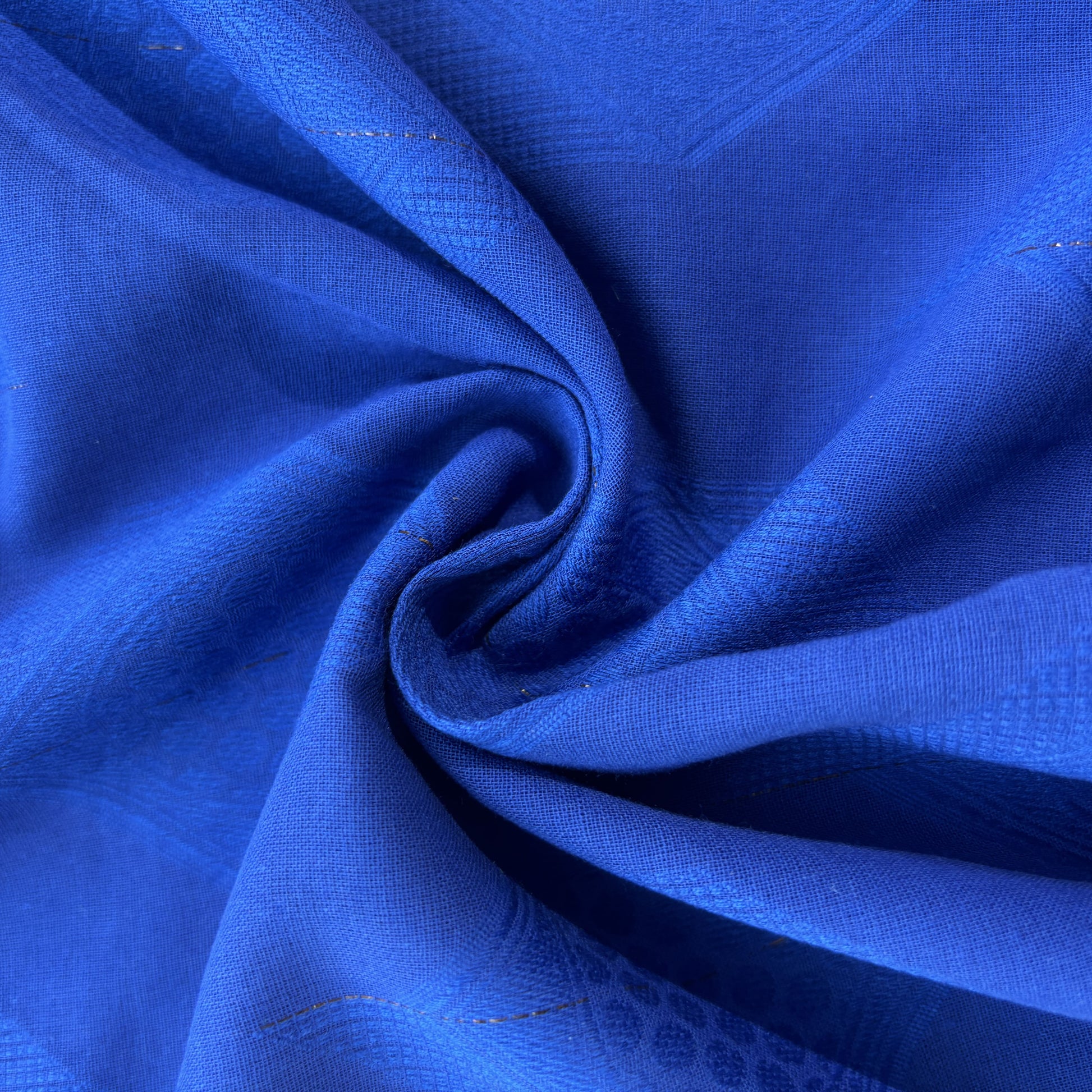 Blue Geometrical Cotton Dobby Fabric 2036
