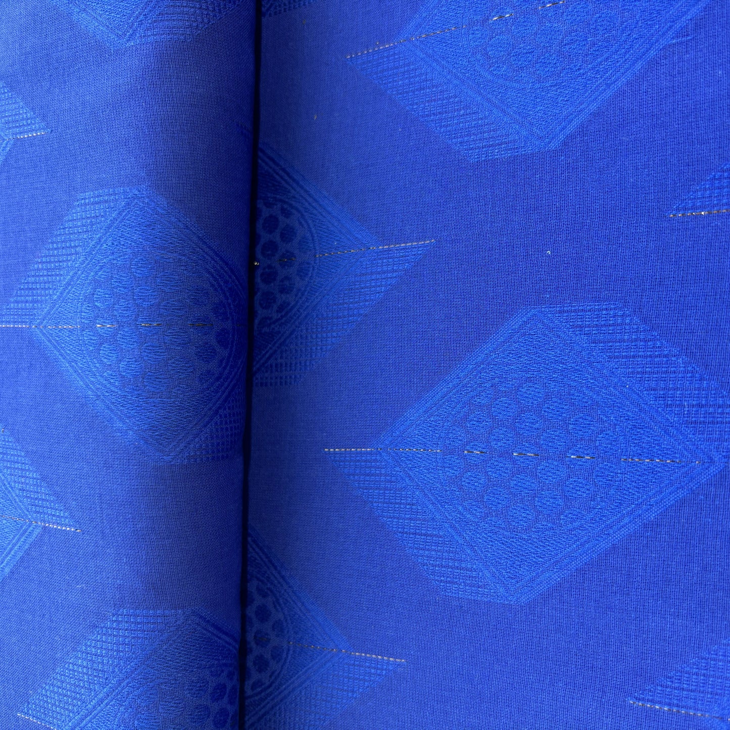 Blue Geometrical Cotton Dobby Fabric 2036