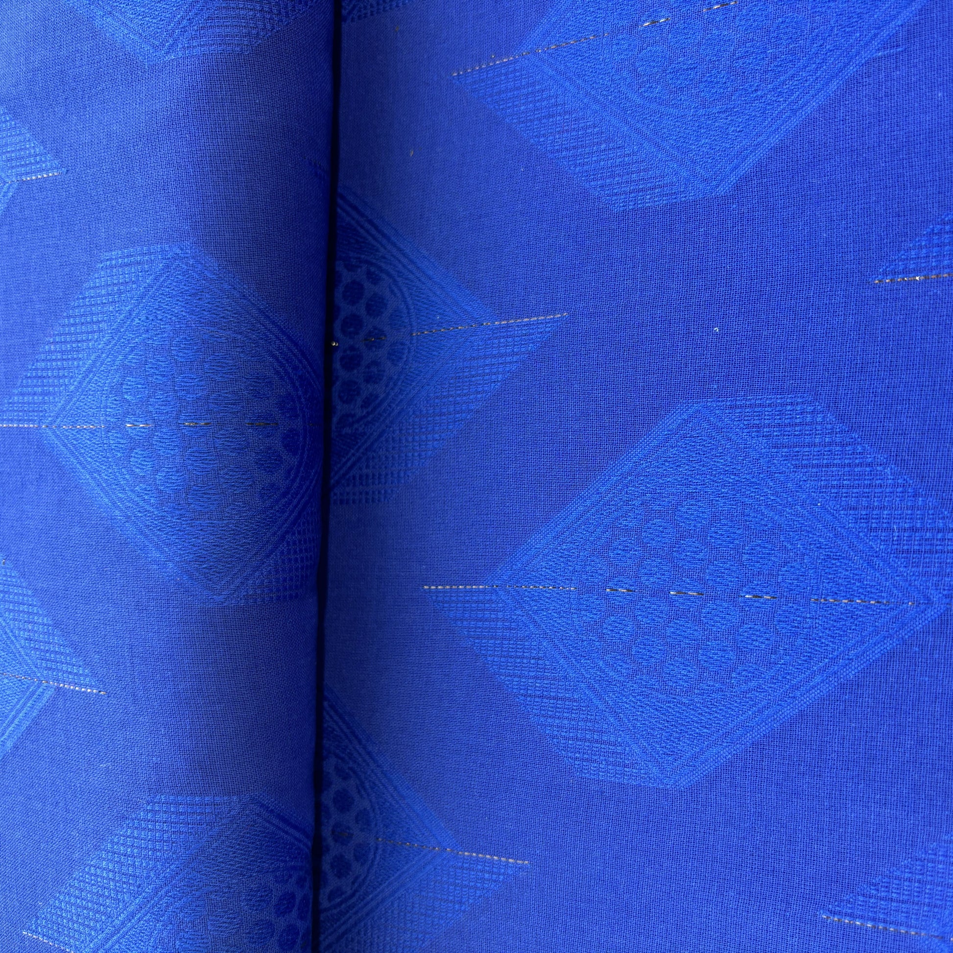 Blue Geometrical Cotton Dobby Fabric 2036