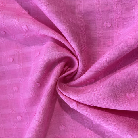 Pink Blue Check Cotton Dobby Fabric 1973