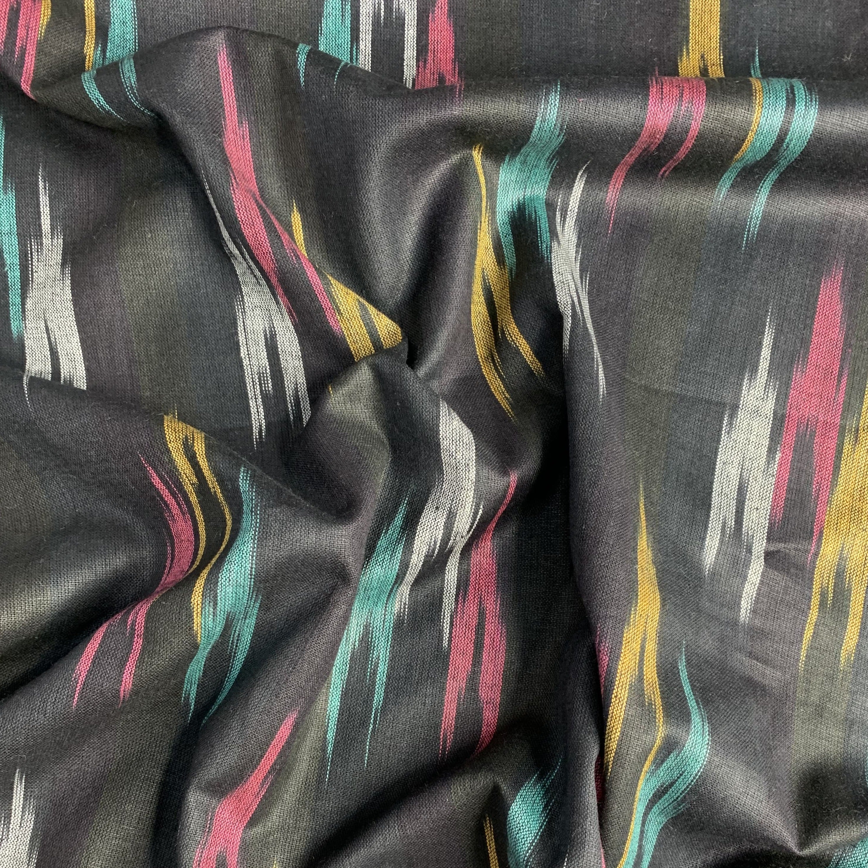 Premium Blue Multicolor Ikkat Print Cotton Fabric