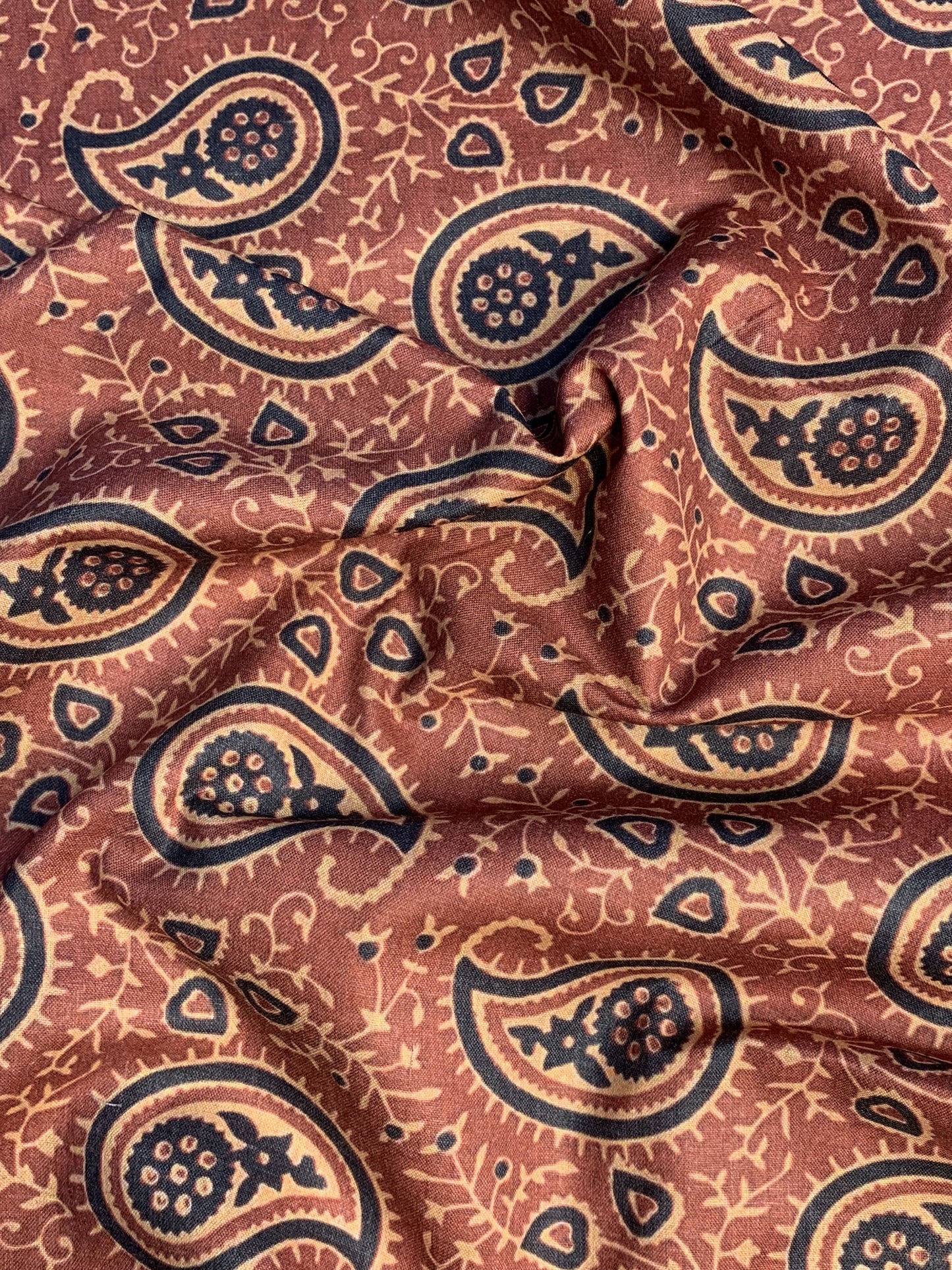 Premium Dark Orange Handblock Print Cotton Fabric