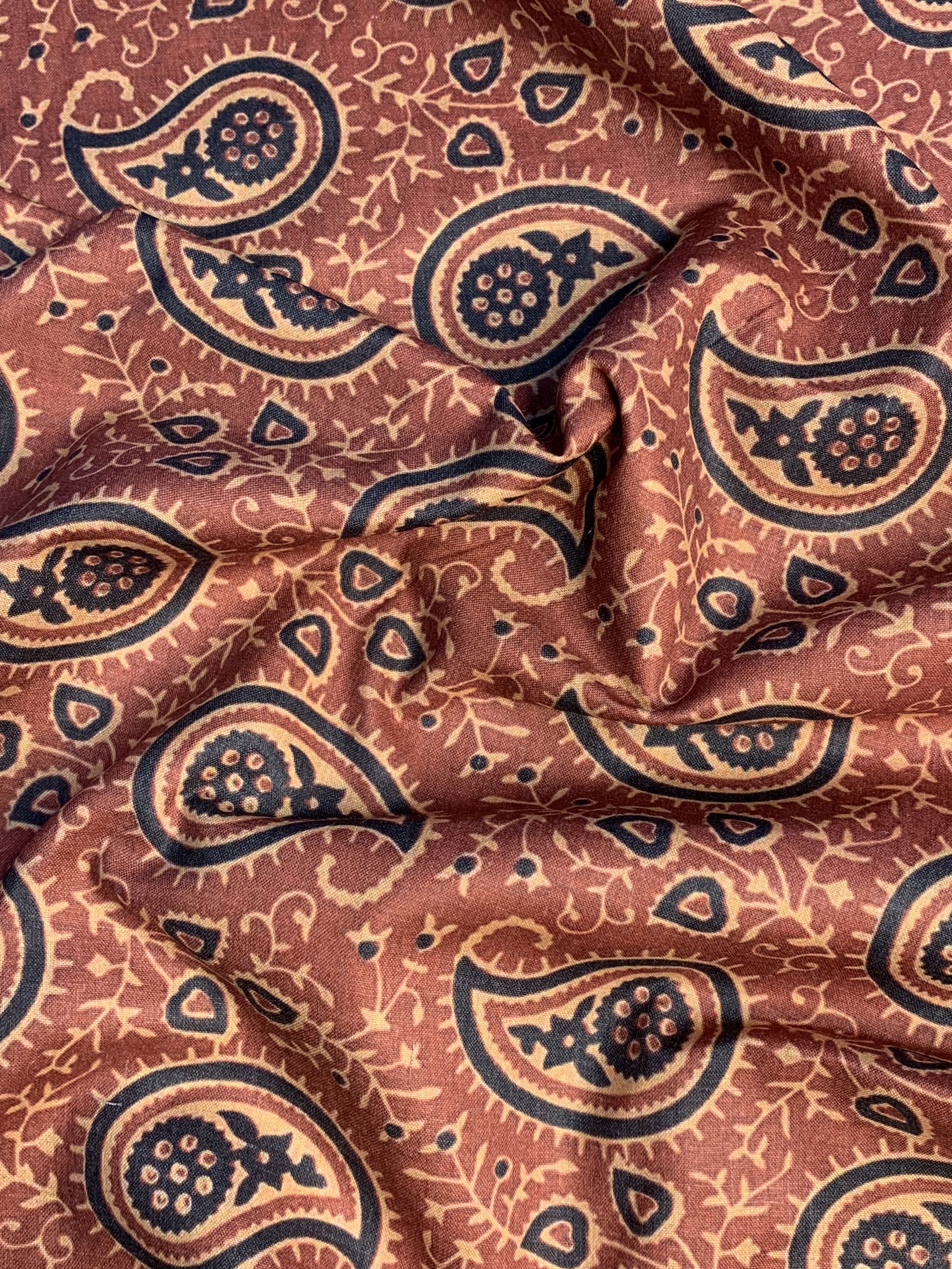 Premium Dark Orange Handblock Print Cotton Fabric