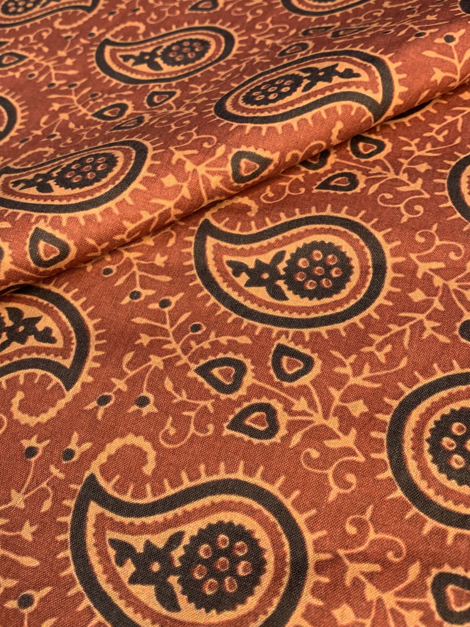Premium Dark Orange Handblock Print Cotton Fabric
