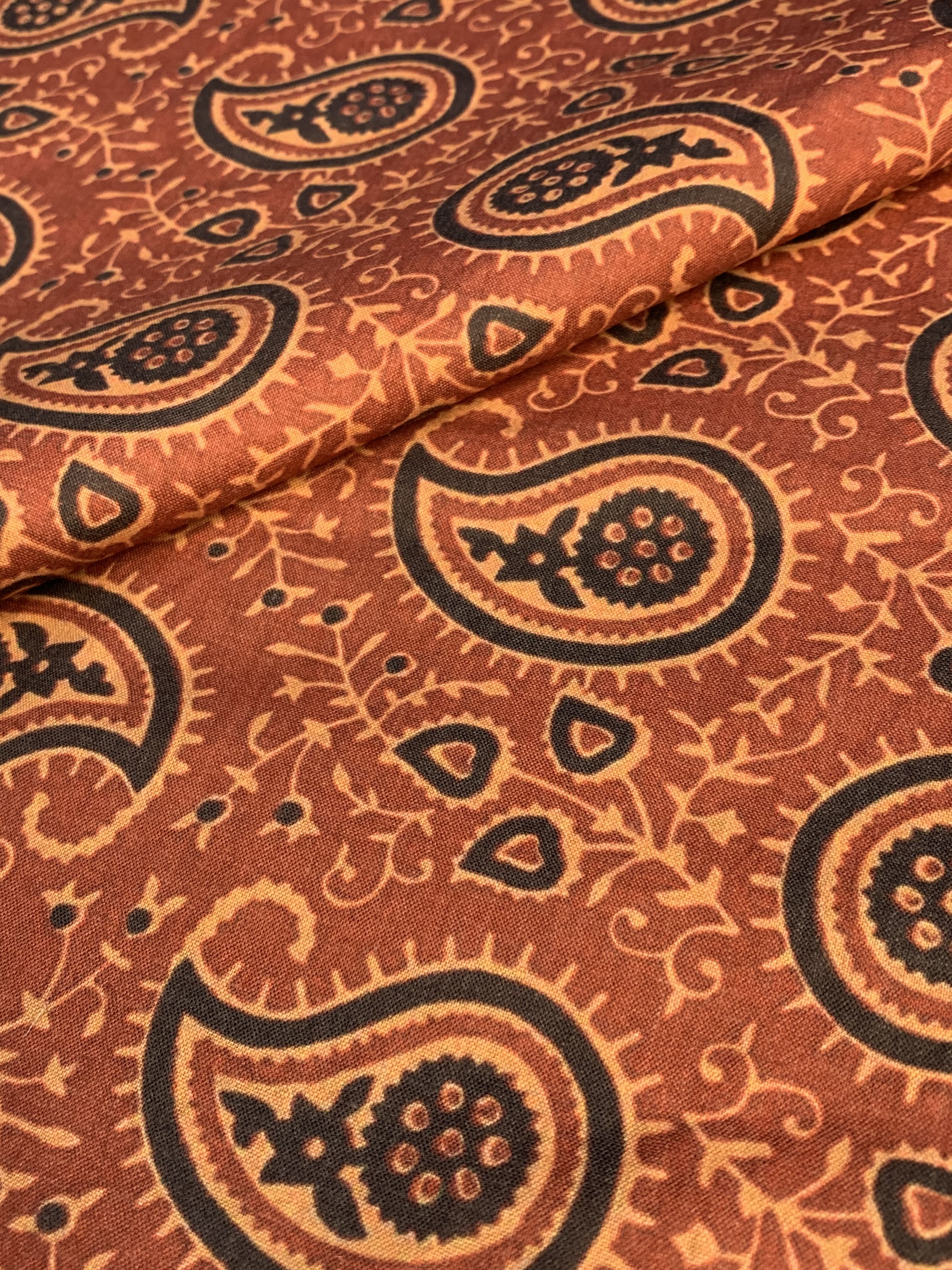 Premium Dark Orange Handblock Print Cotton Fabric