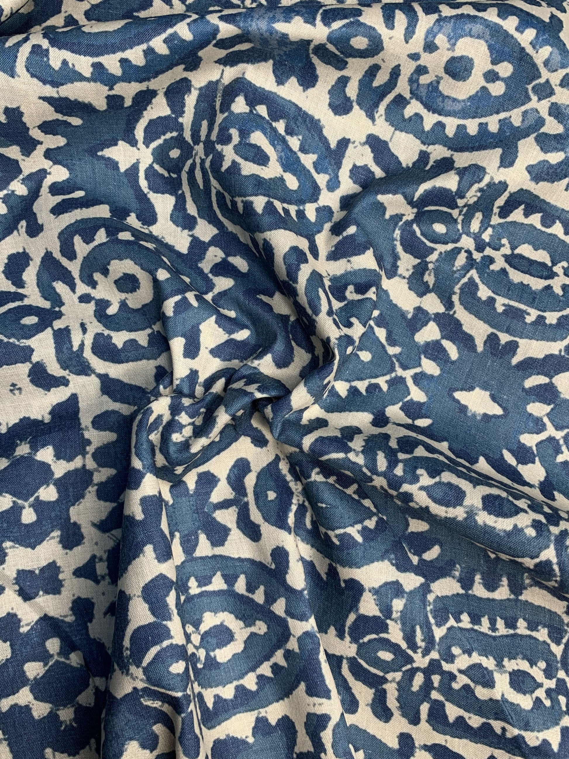Premium Cobalt Blue Handblock Print Cotton Fabric