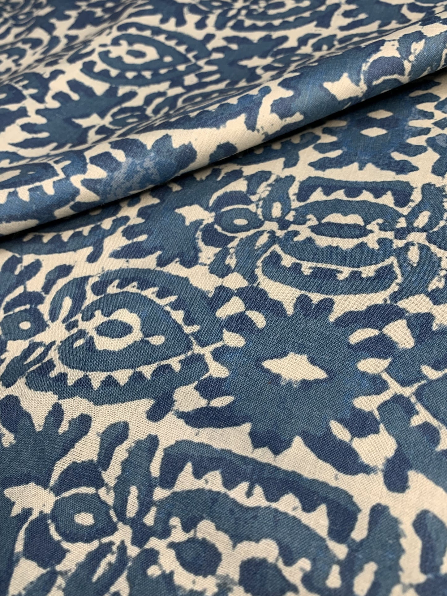 Premium Cobalt Blue Handblock Print Cotton Fabric