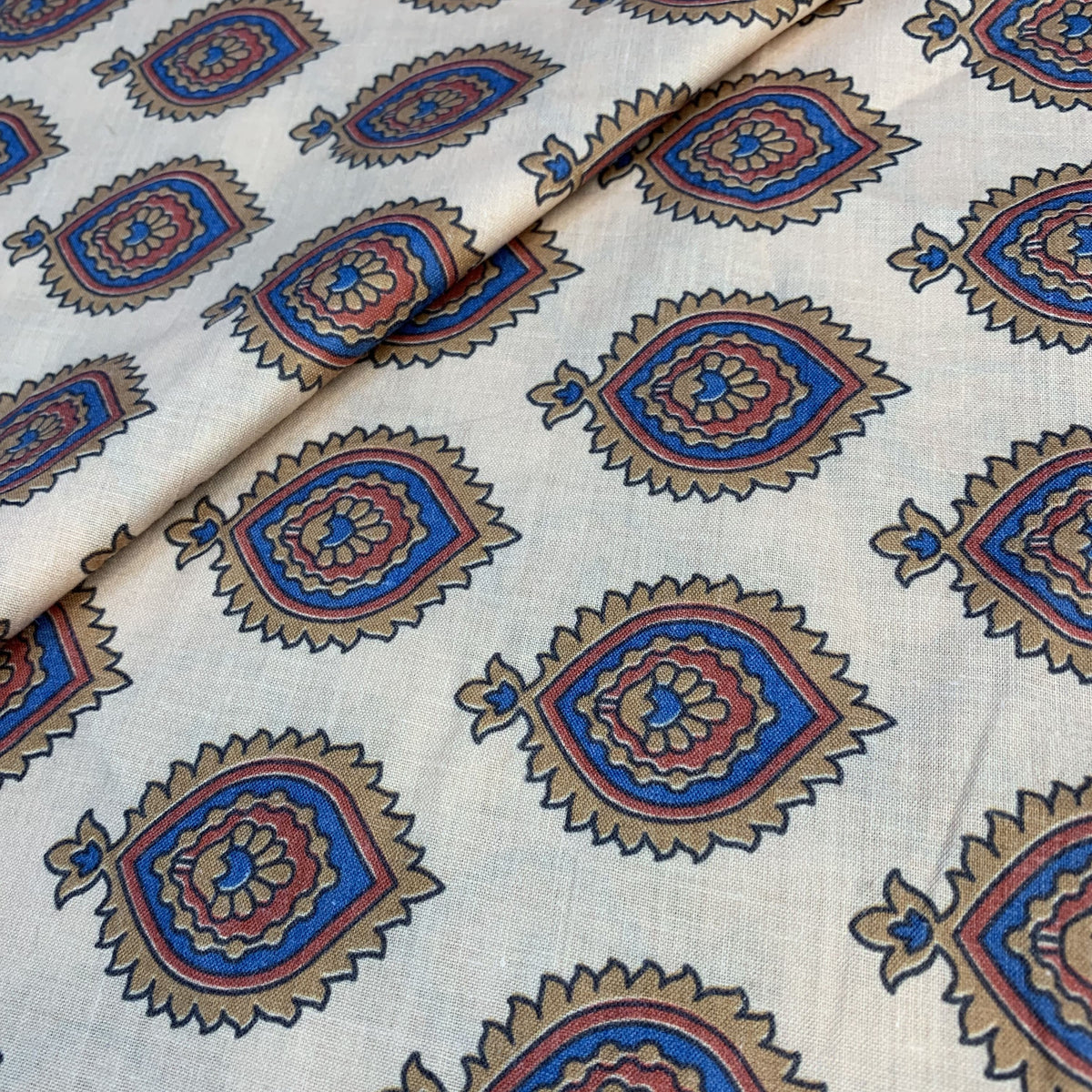 Premium Soft Yellow Traditional Print Cotton Fabric - TradeUNO