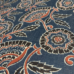 Premium Marble Blue Floral Print Cotton Fabric