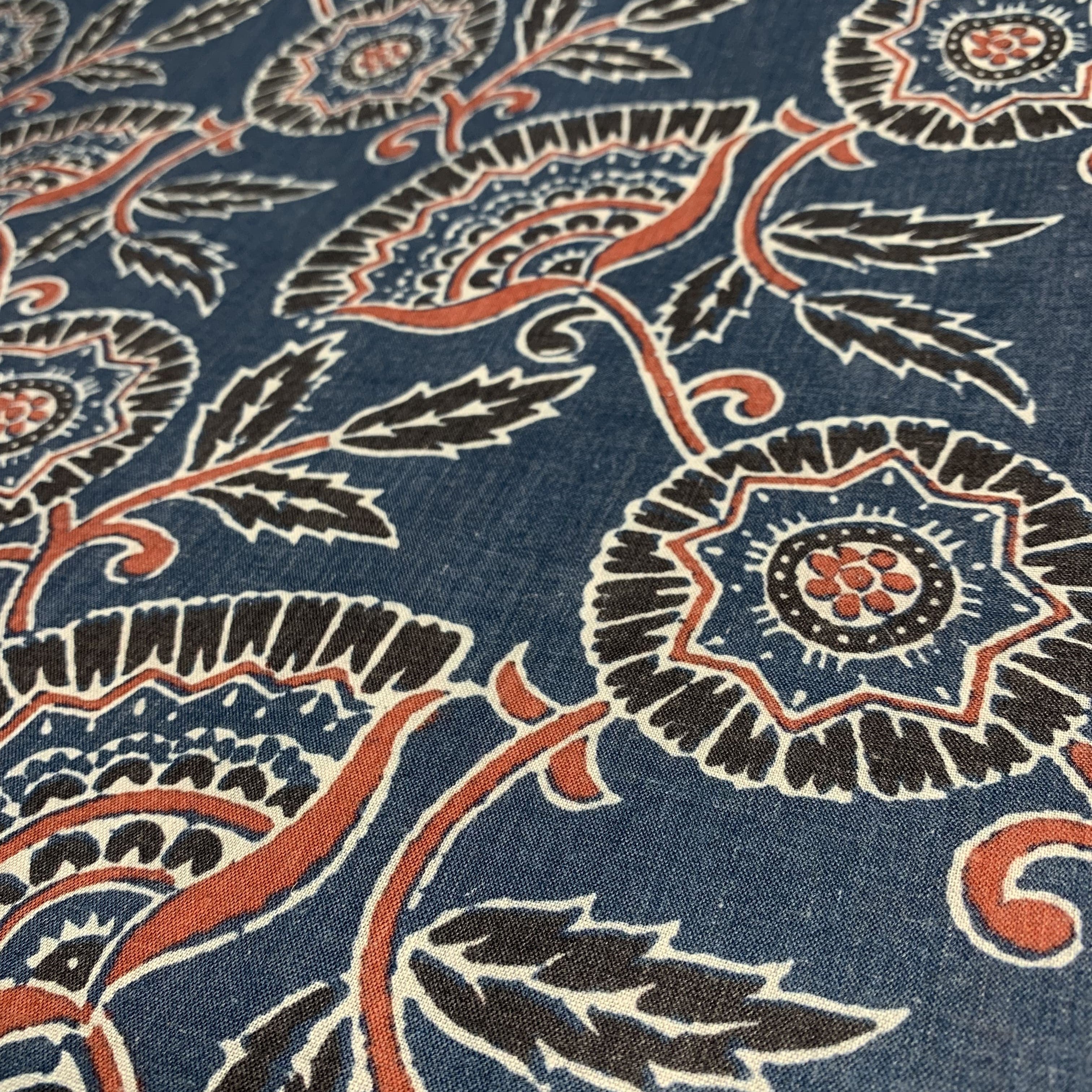 Premium Marble Blue Floral Print Cotton Fabric