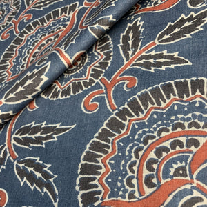 Premium Marble Blue Floral Print Cotton Fabric