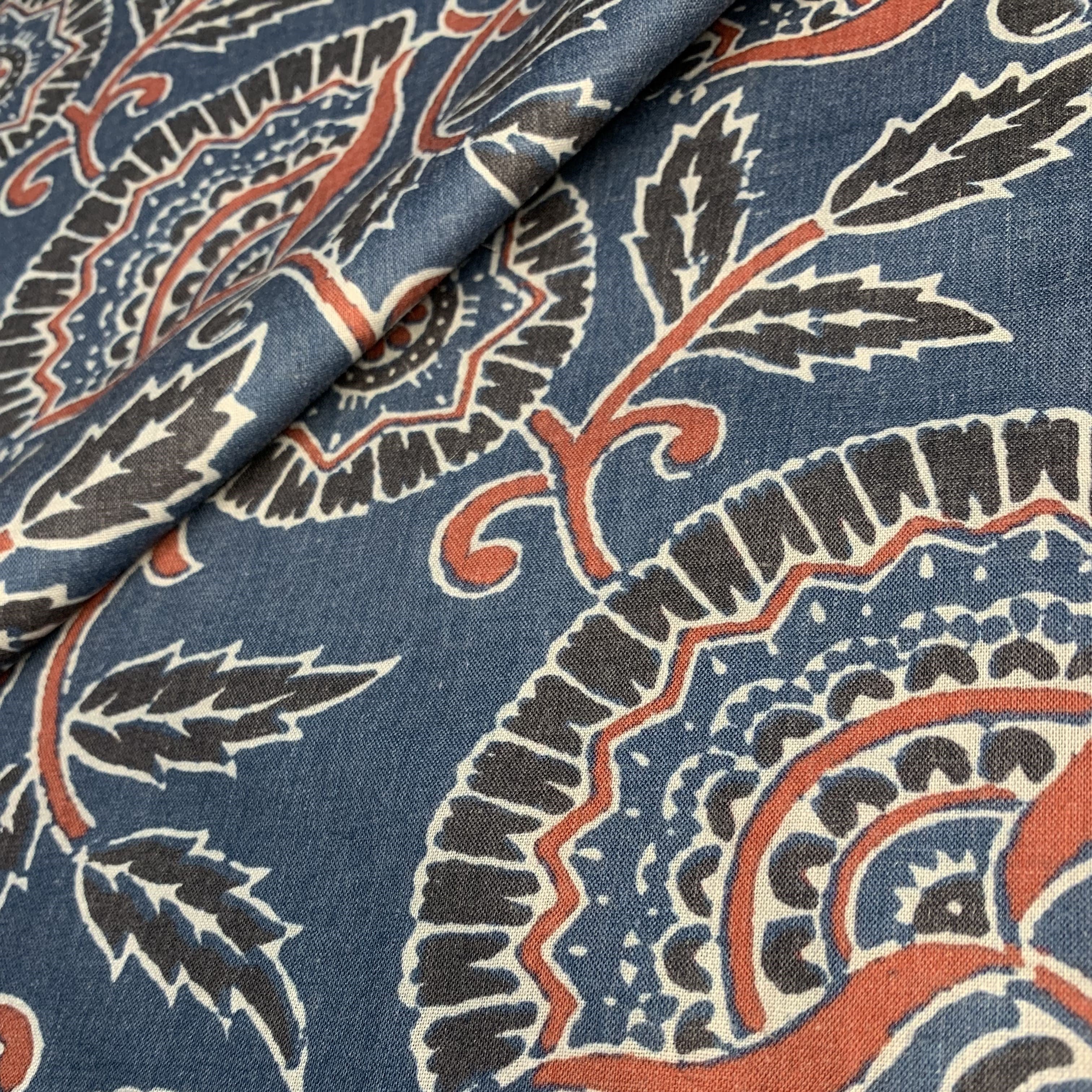 Premium Marble Blue Floral Print Cotton Fabric
