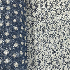 classic blue silver pearl sequence embroidery net fabric