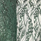 Classic Green Floral Pearl Sequins Handwork Embroidery Net Fabric
