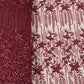 Classic Maroon Pearl Thread Embroidery Net Fabric