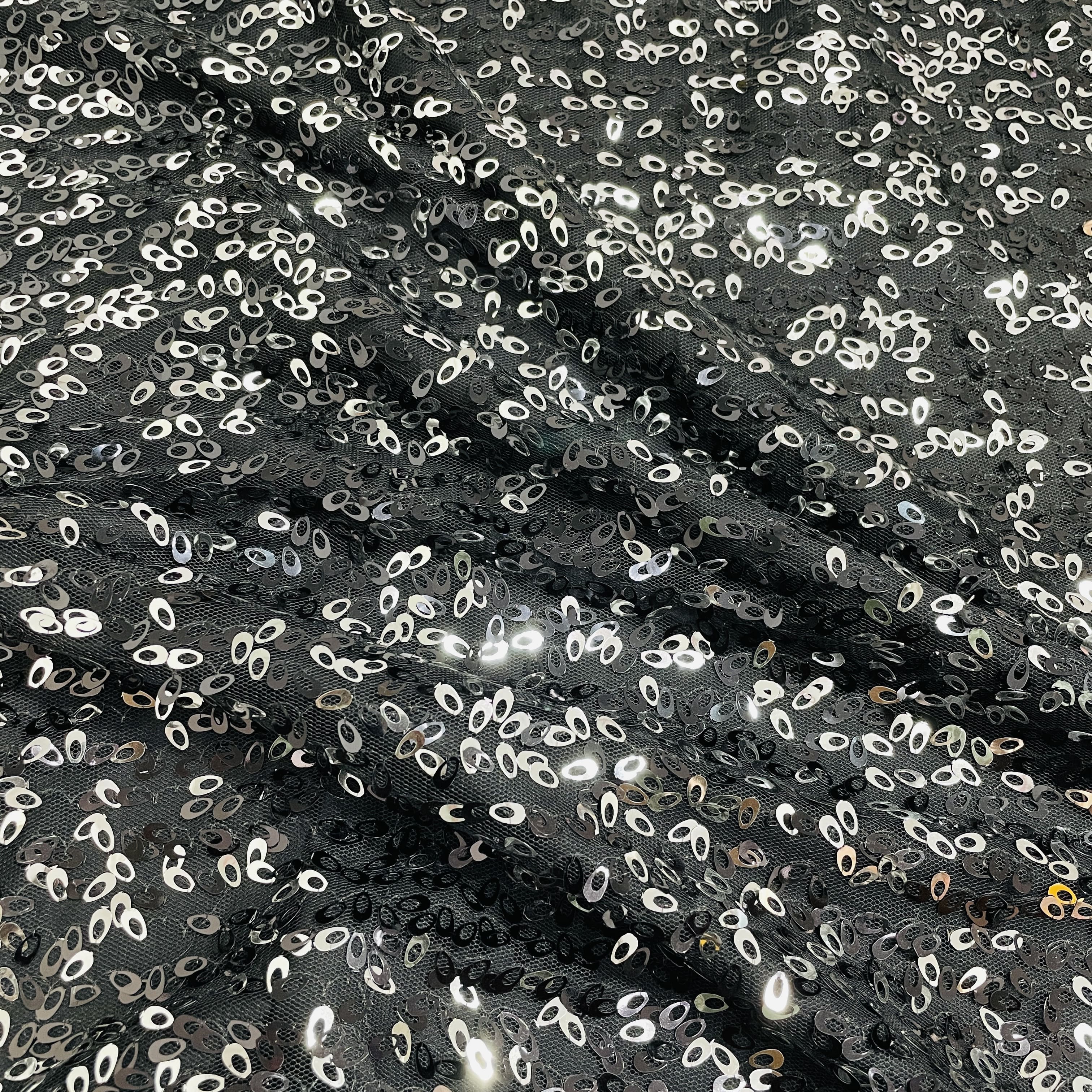 black silver sequence embroidery net fabric 13