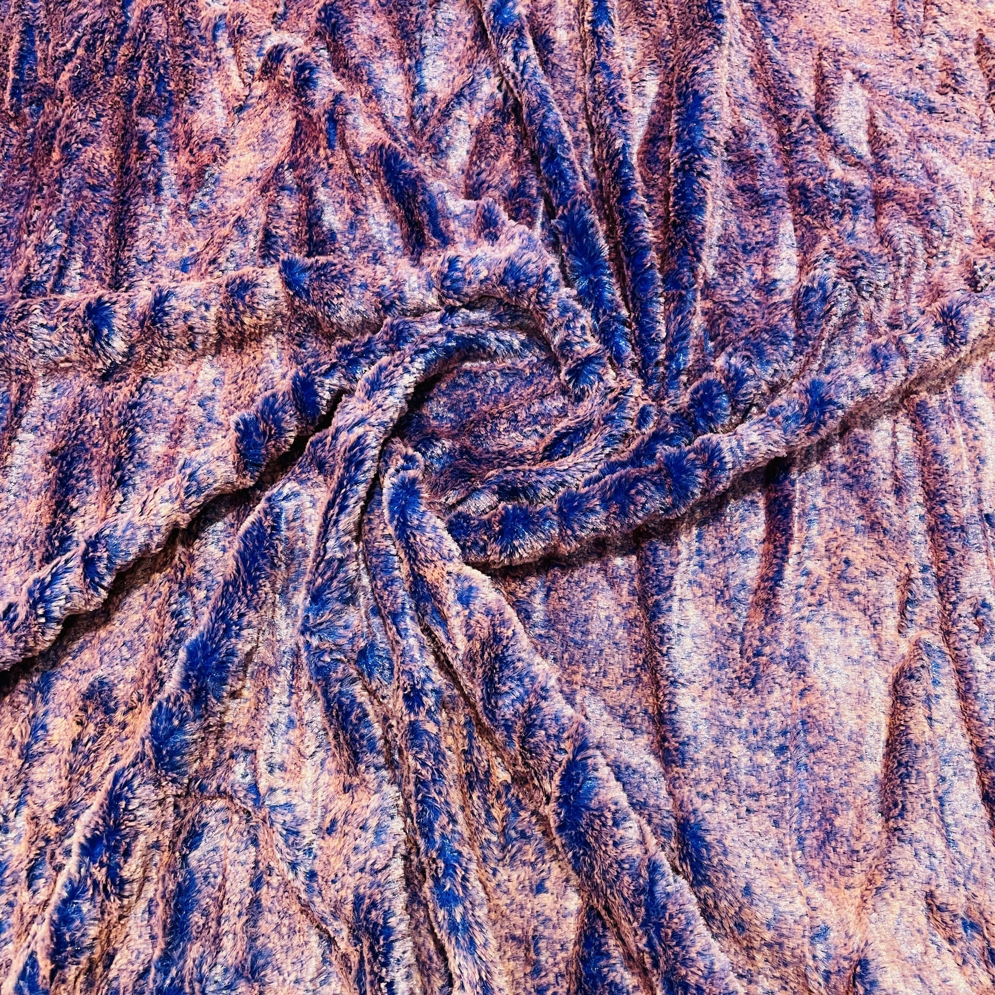 Blue & Red Solid Fur Fabric - TradeUNO
