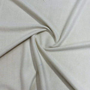 Off White Check Print Wollen Polyster Lycra Fabric - TradeUNO
