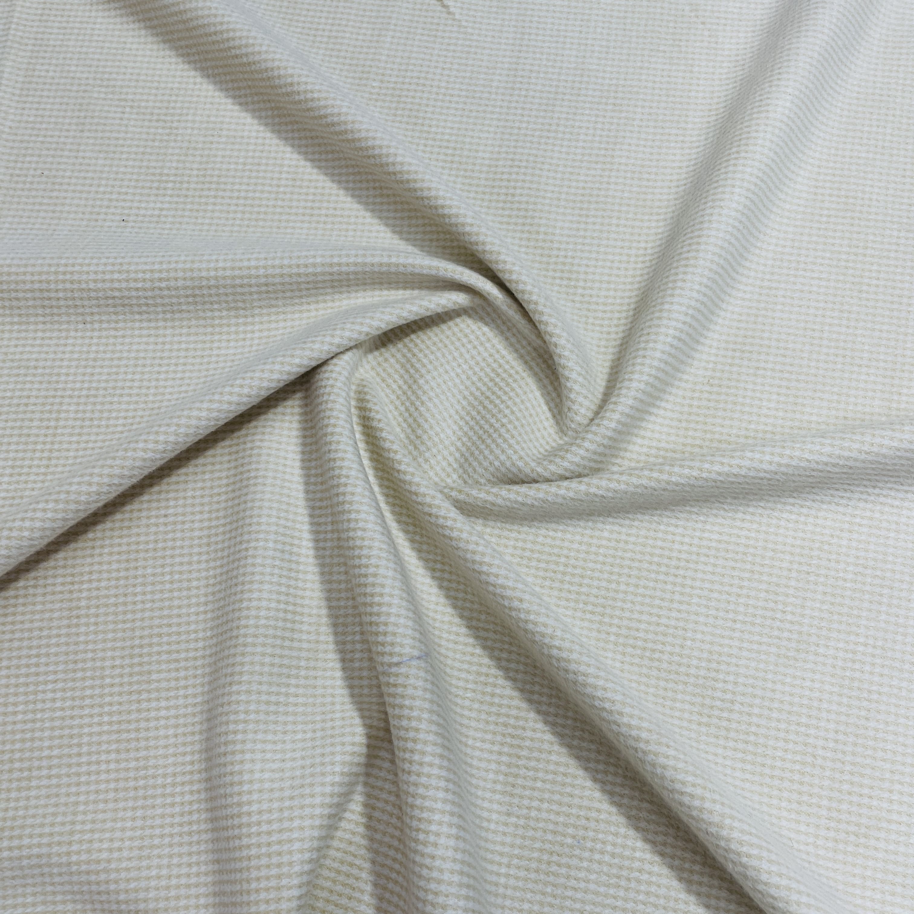 Off White Check Print Wollen Polyster Lycra Fabric - TradeUNO