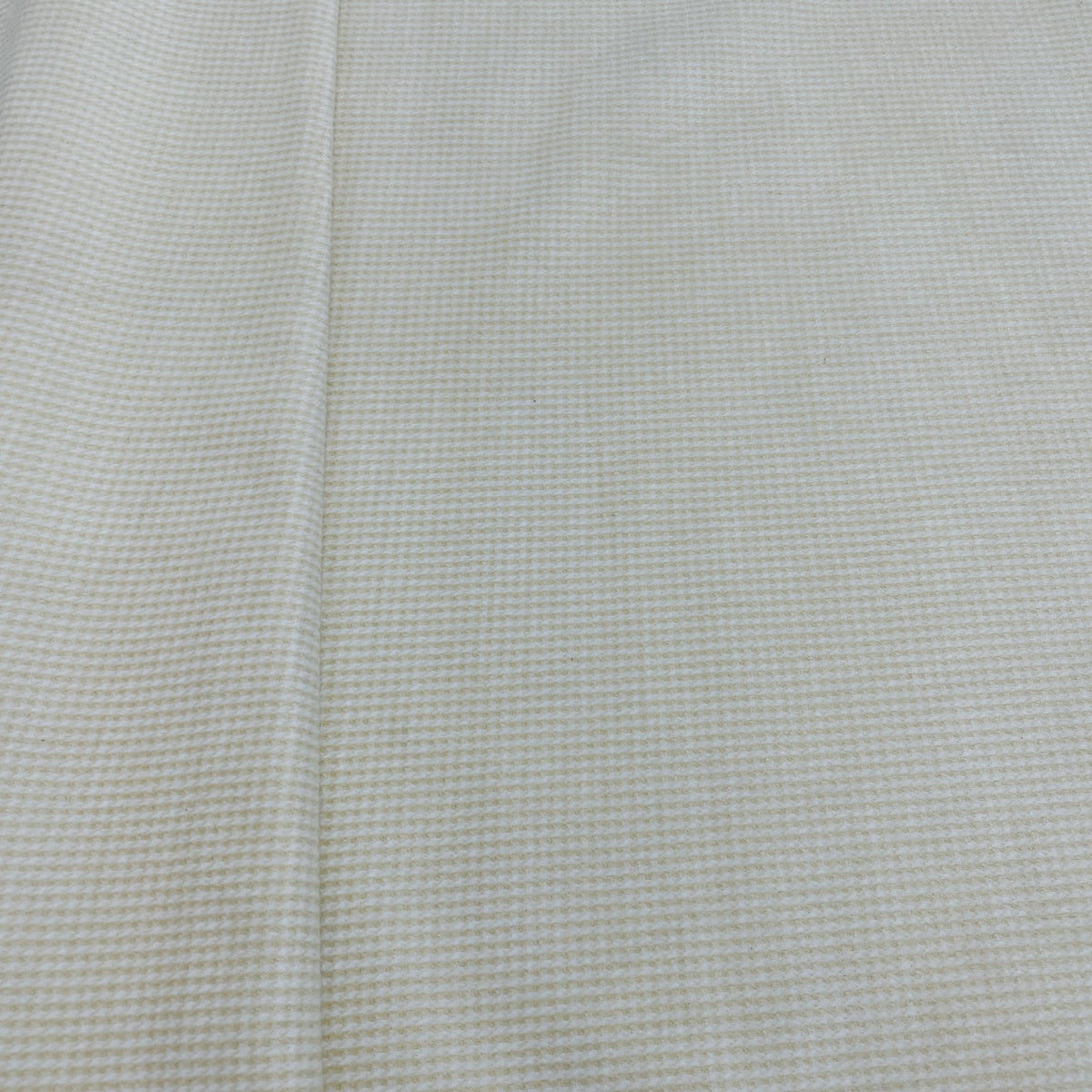 Off White Check Print Wollen Polyster Fabric - TradeUNO