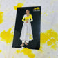 White & Yellow Shibori Sequence Embroidery Dola Silk Fabric - TradeUNO