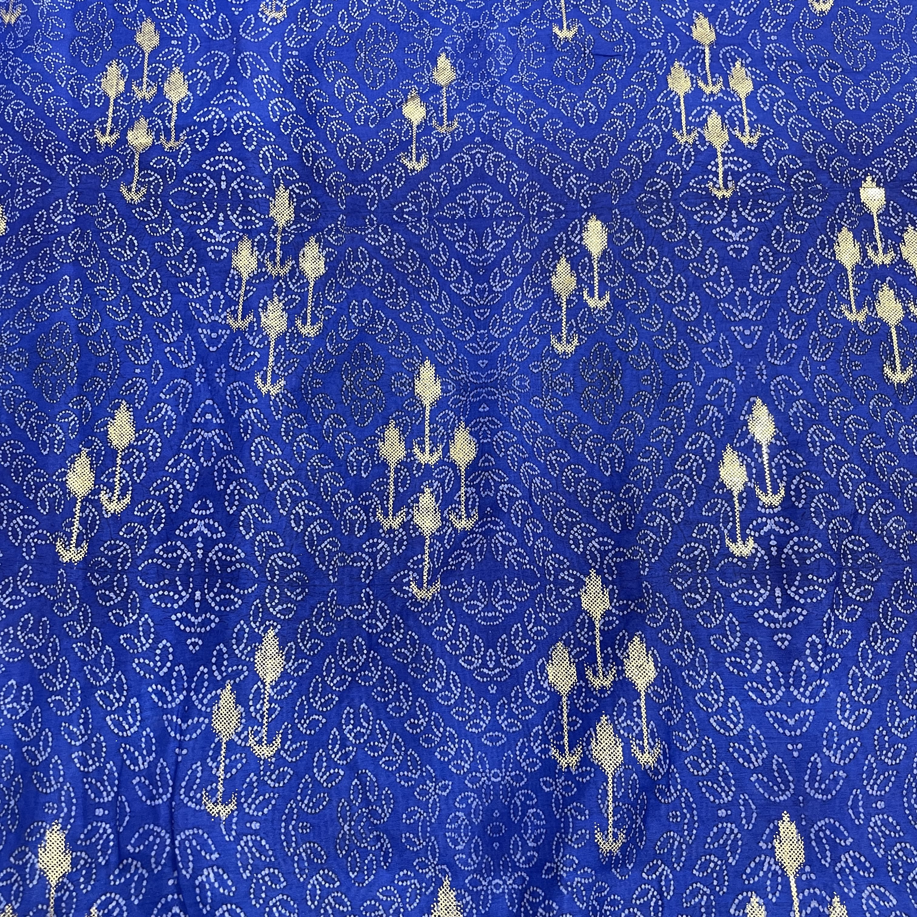 Navy Blue Bandhani With Foil Chanderi Fabric - TradeUNO