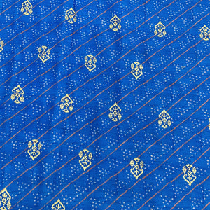 Dark Blue Bandhani With Foil Chanderi Fabric - TradeUNO