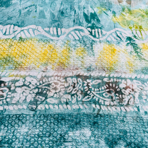 Green Batik Print Sequence Embroidery Cotton Fabric - TradeUNO