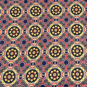 Classic Blue Ajrakh Print Velvet Fabric