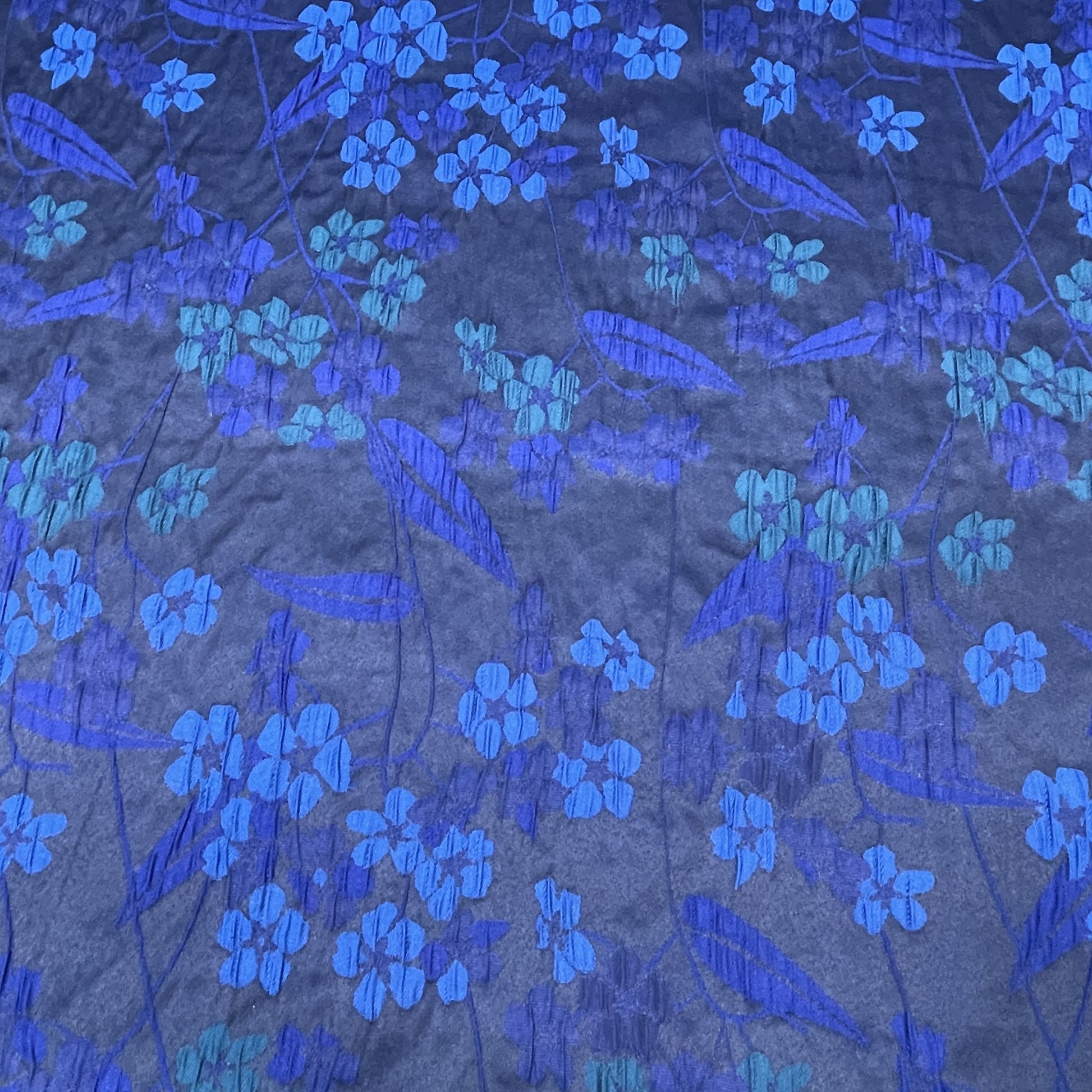 Blue & Green Floral Brocade Jacquard Fabric - TradeUNO