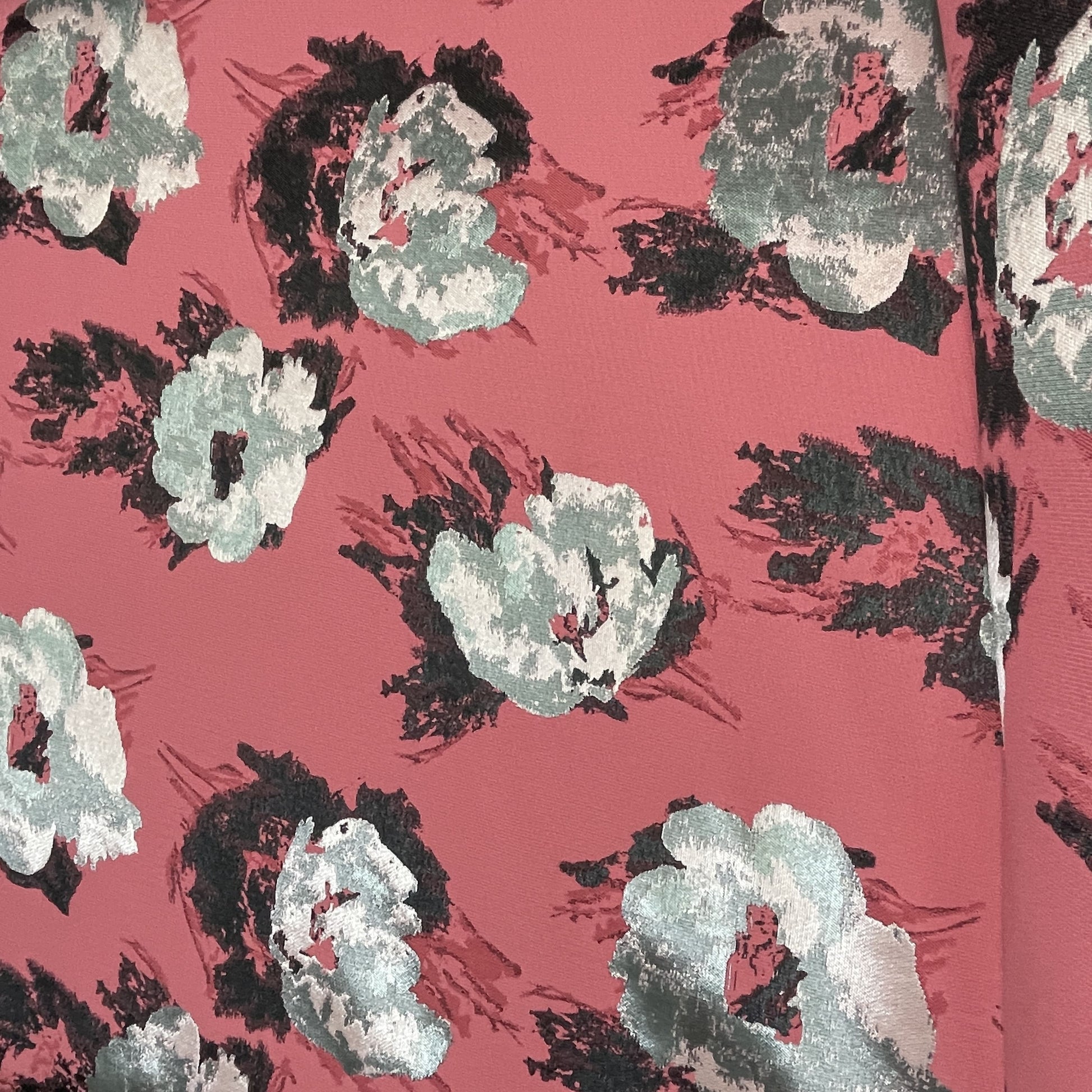 Red Floral Brocade Jacquard Fabric - TradeUNO