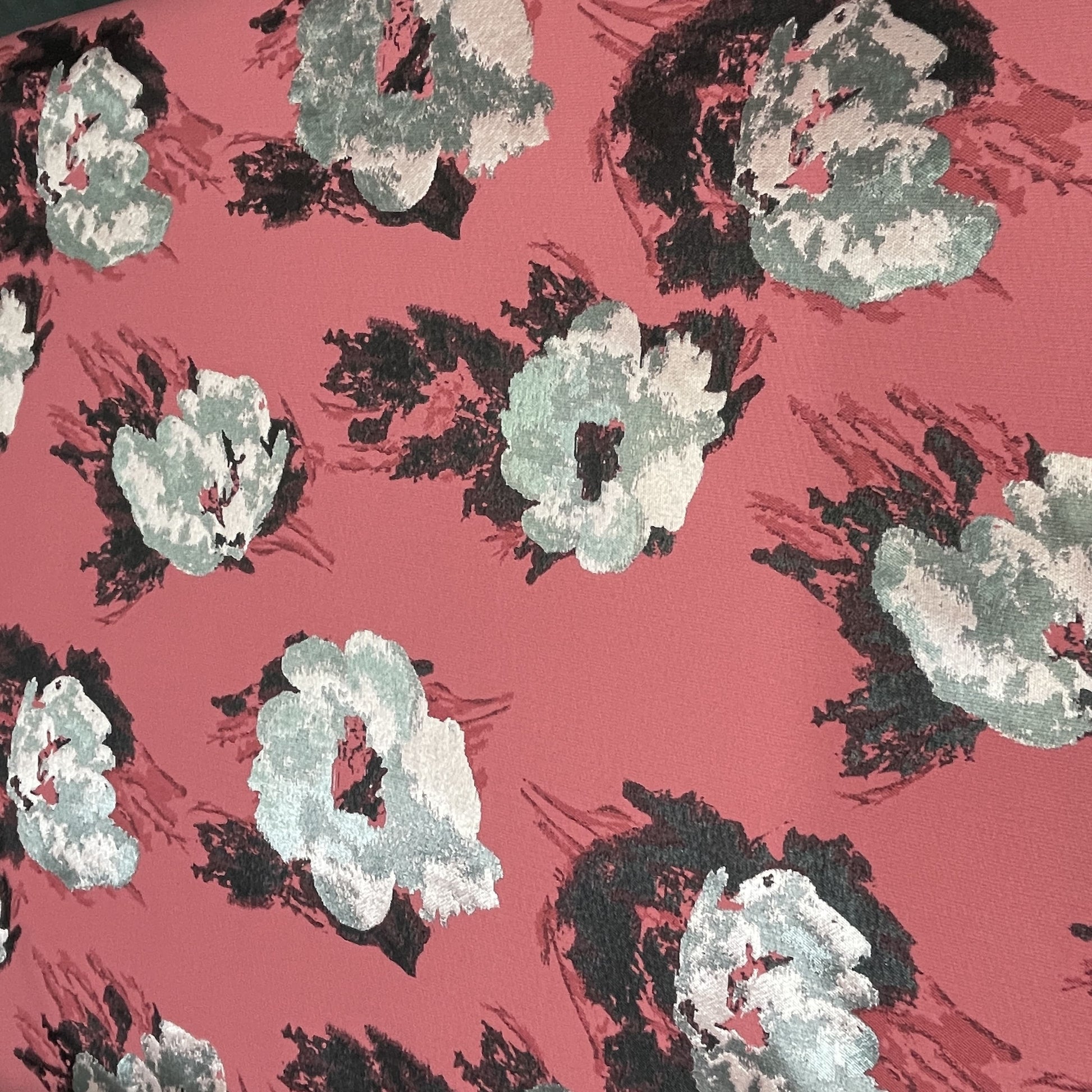 Red Floral Brocade Jacquard Fabric - TradeUNO