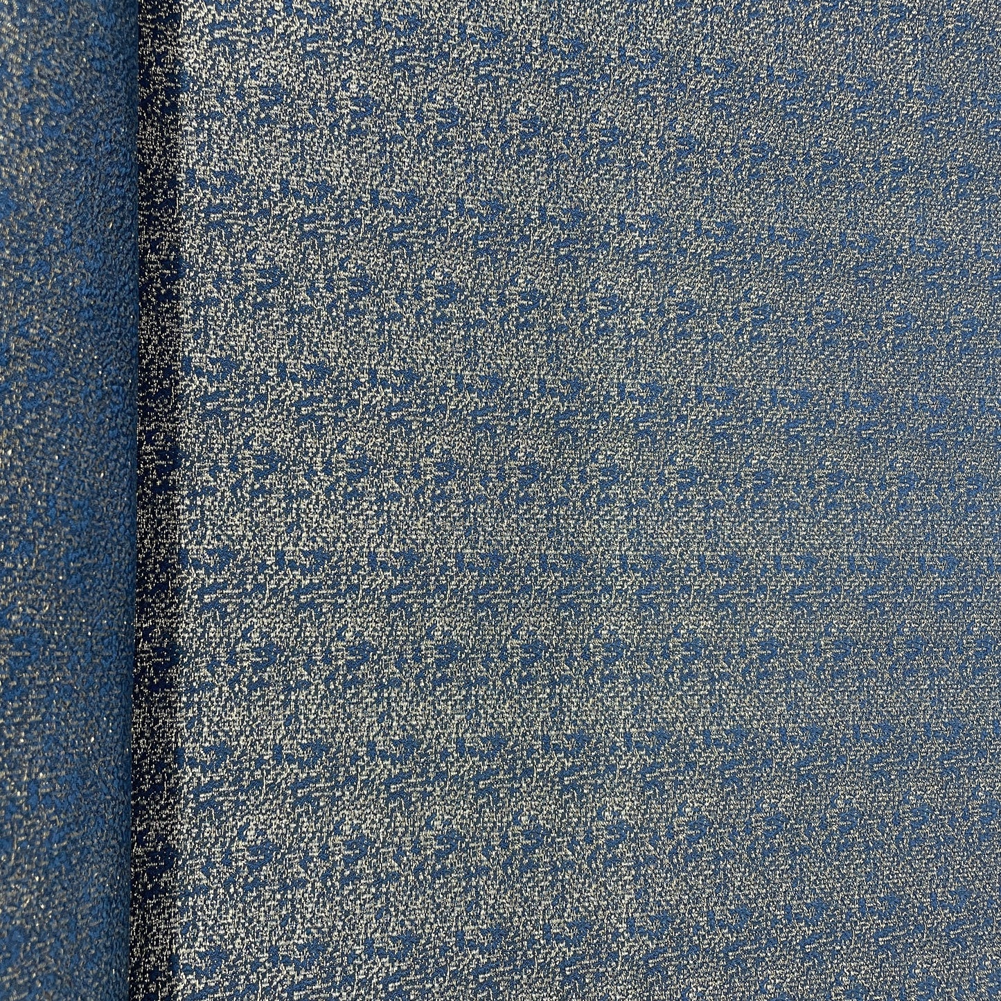 Blue With Golden Lurex Brocade Jacquard Fabric