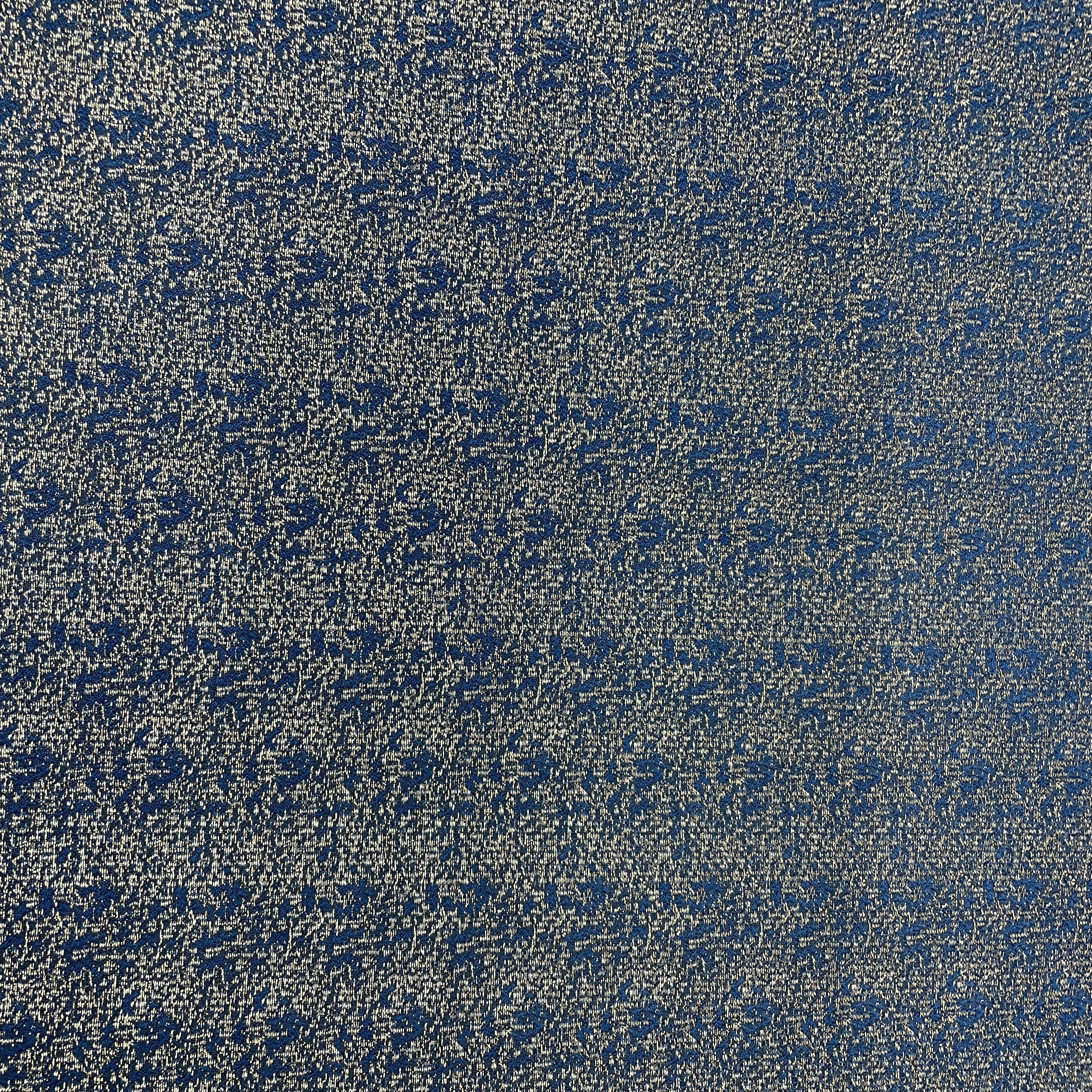 Blue With Golden Lurex Brocade Jacquard Fabric - TradeUNO
