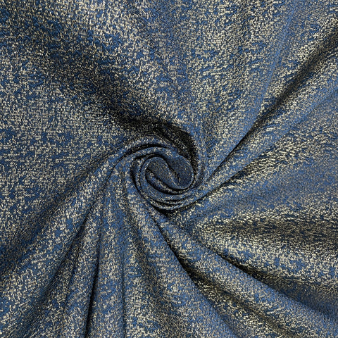 Blue With Golden Lurex Brocade Jacquard Fabric