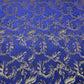 Royal Blue & Golden Floral Brocade Jacquard Fabric
