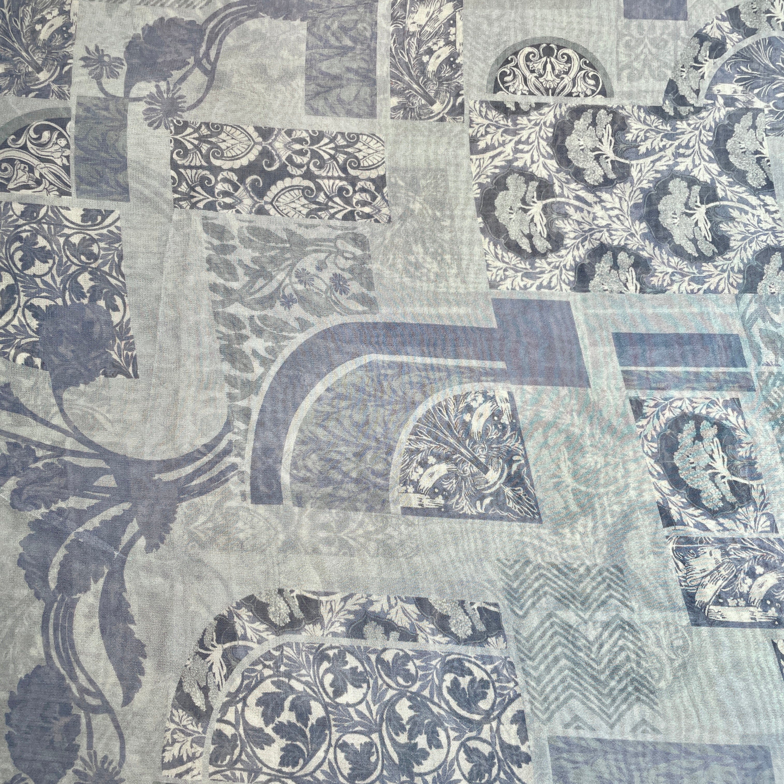 Blue Geomatrical Abstract Multicolor Print Georgette Fabric 17100 - TradeUNO