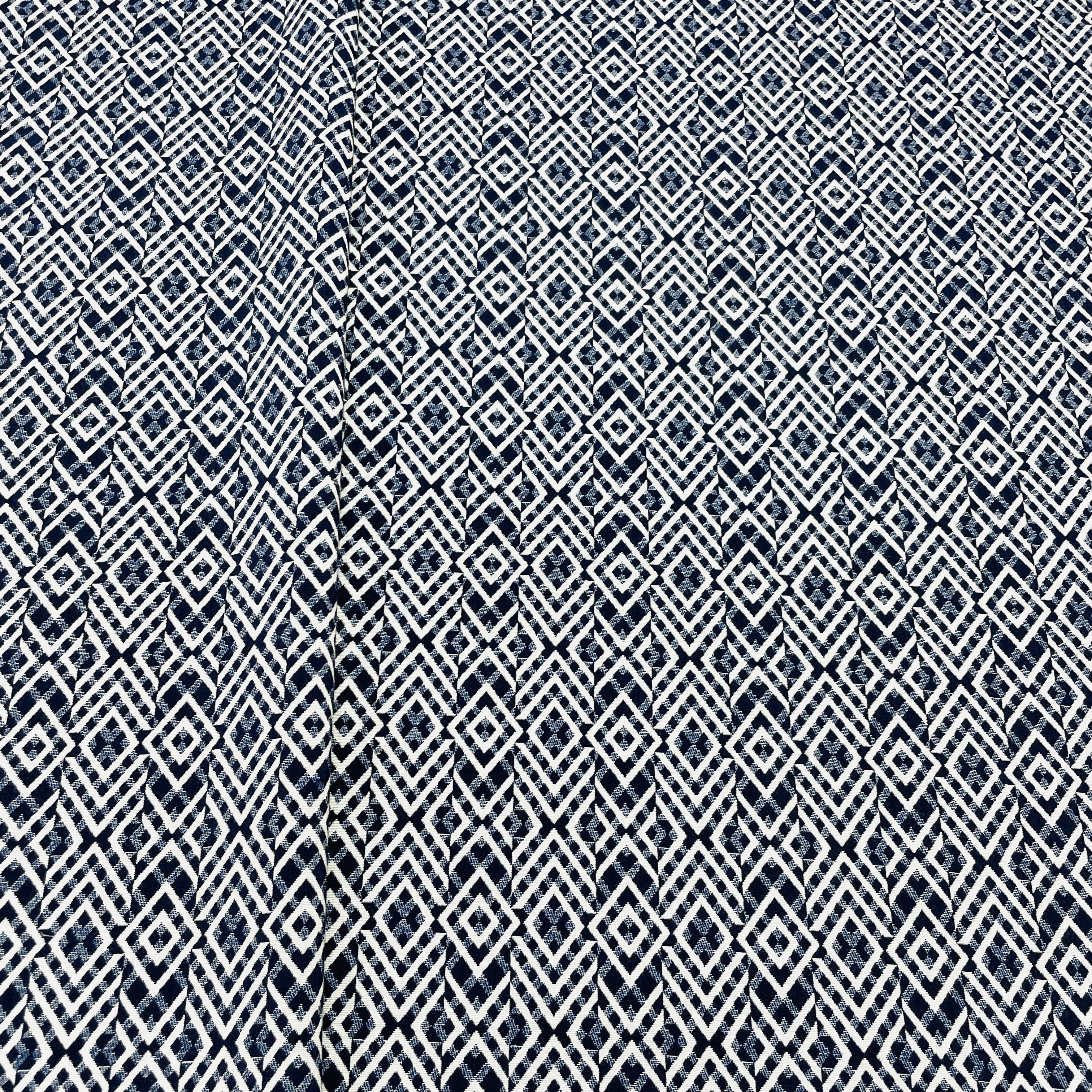 Blue White Handblock Tapestry Fabric - TradeUNO