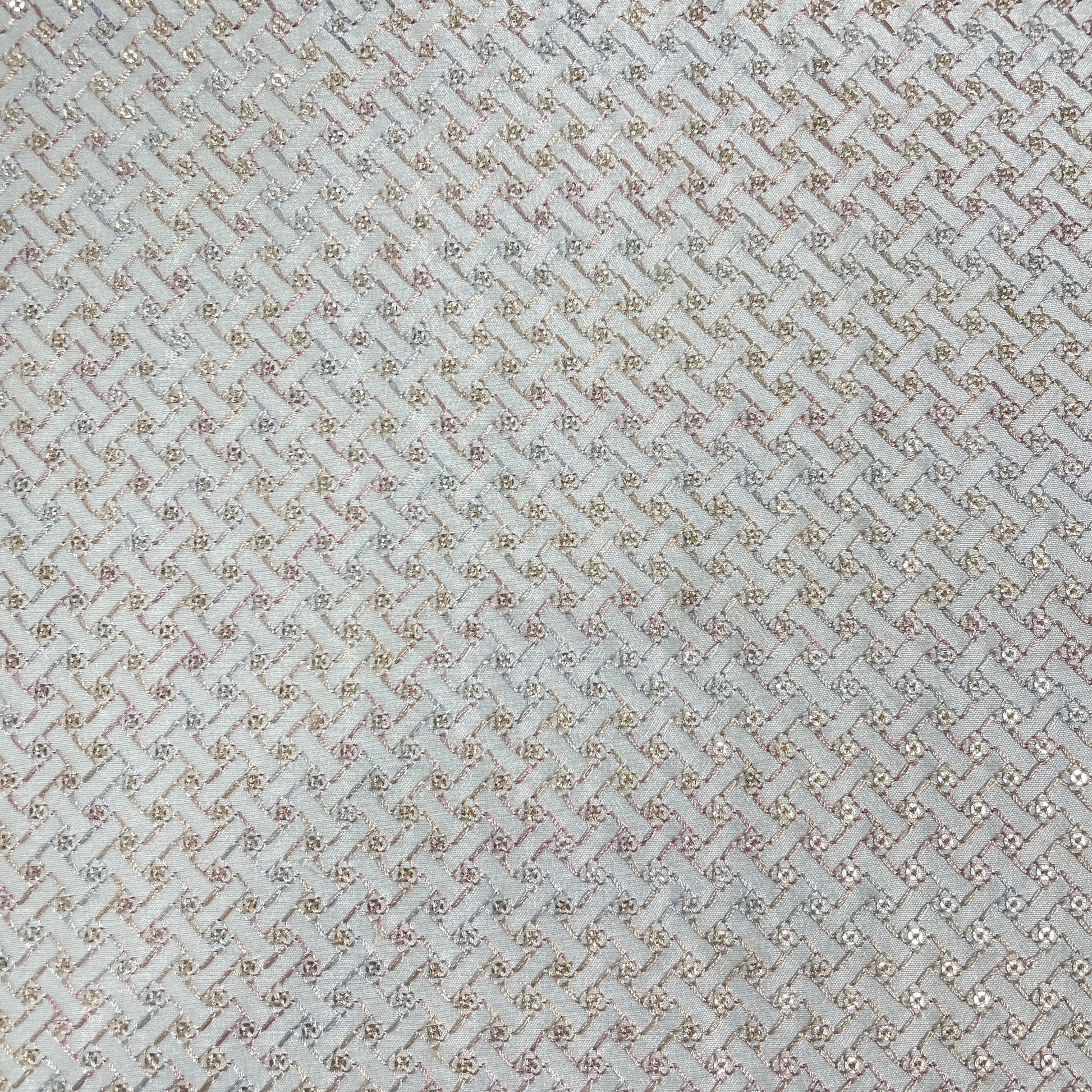 Pista Green Thread Embroidery Russian Silk Fabric 19917