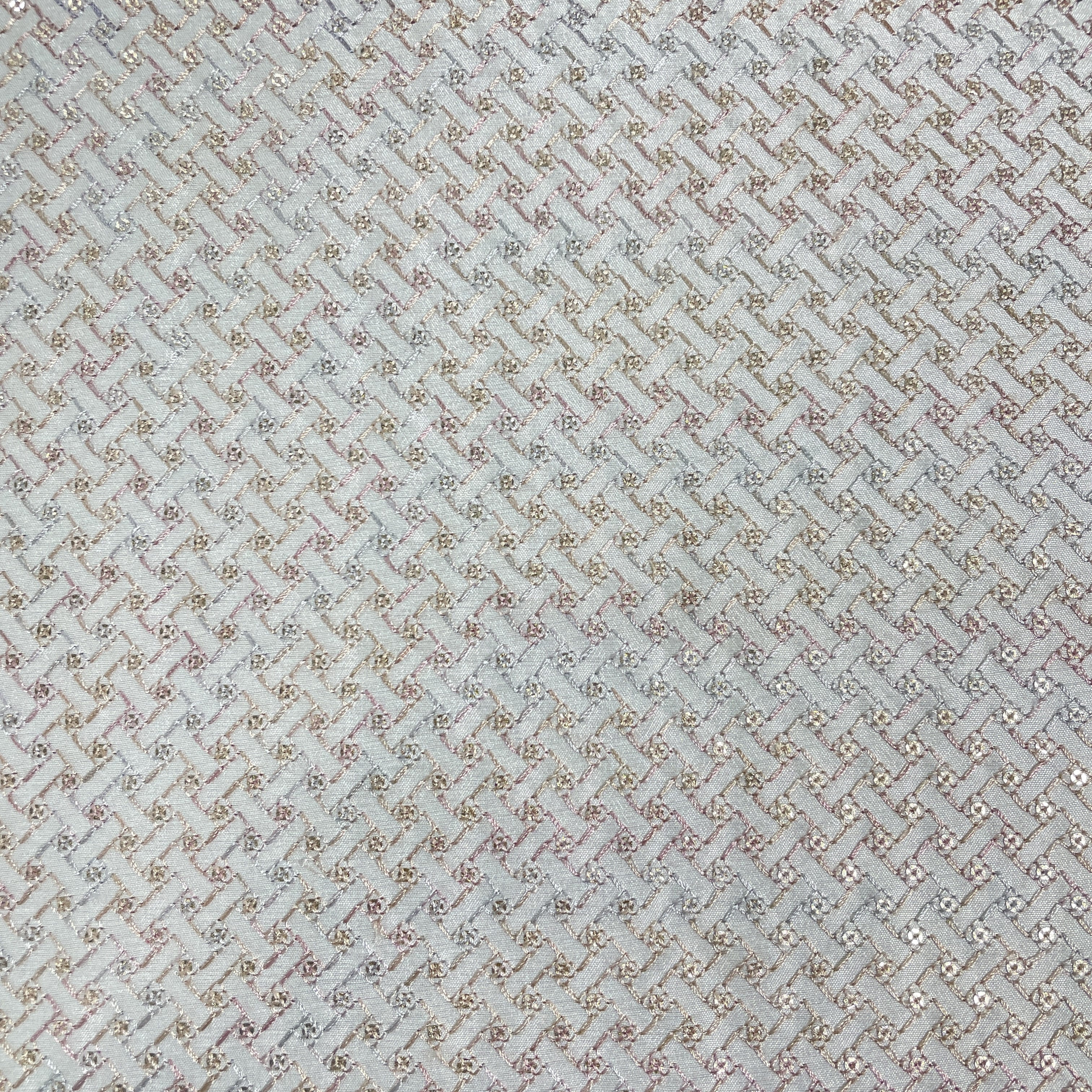 Pista Green Thread Embroidery Russian Silk Fabric 19917