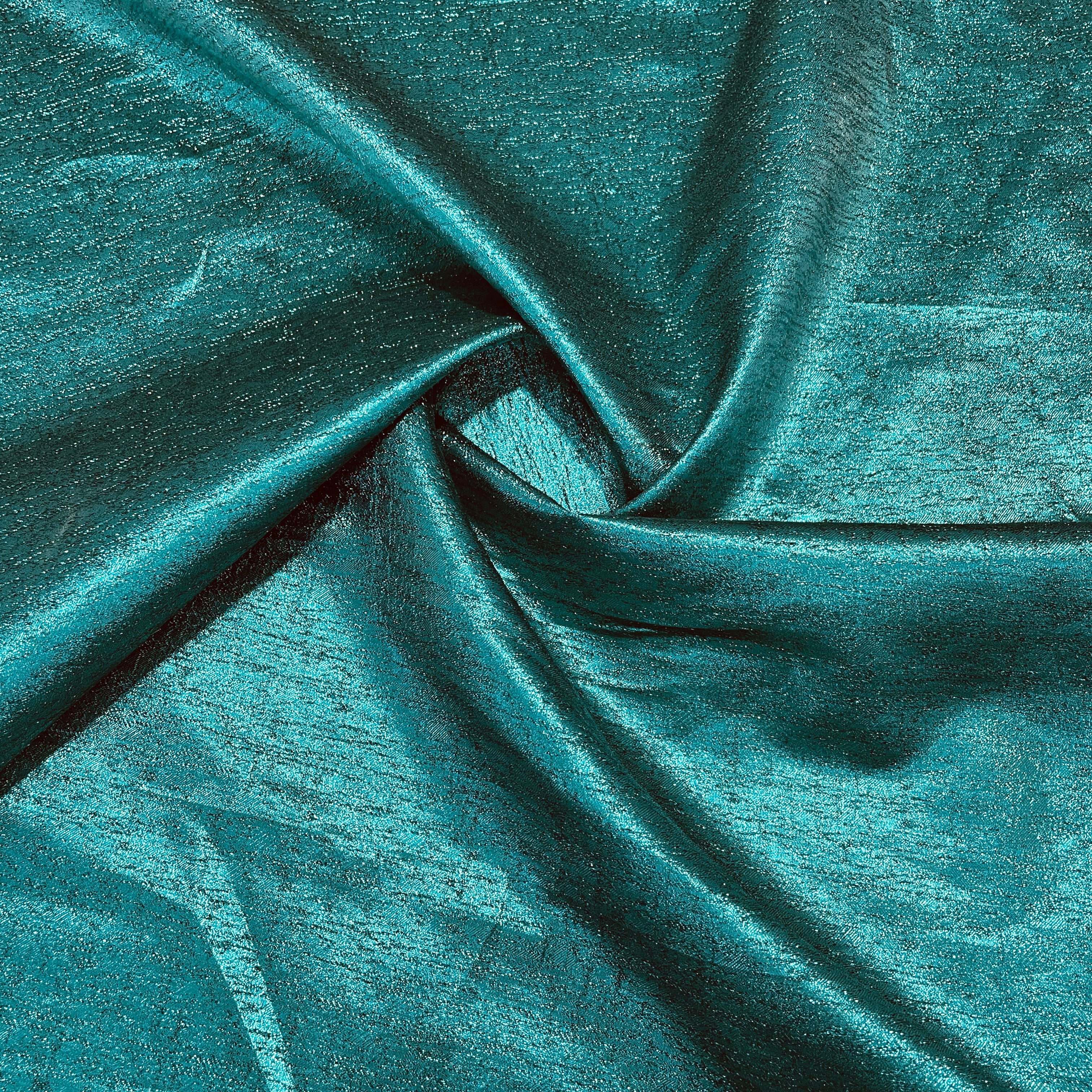 Emerald Green Solid Shimmer Brocade With Lurex Fabric