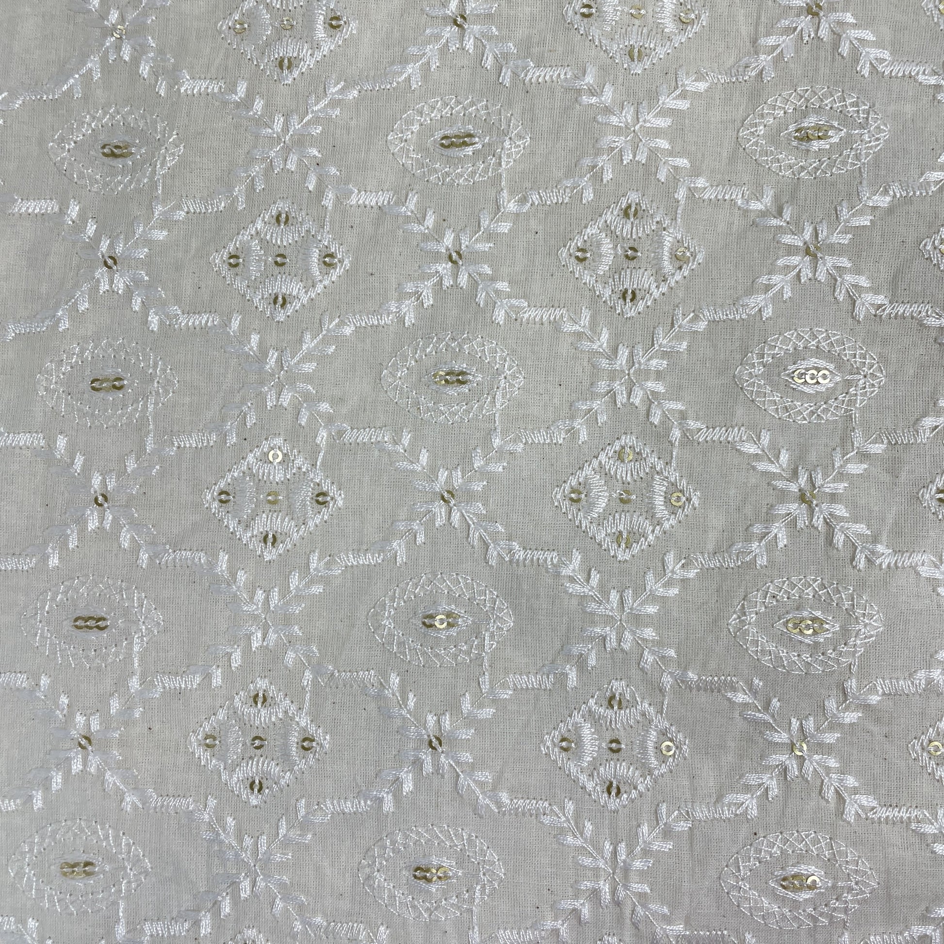 Cream Cut Dana Thread Embroidery Russian Silk Fabric 17868