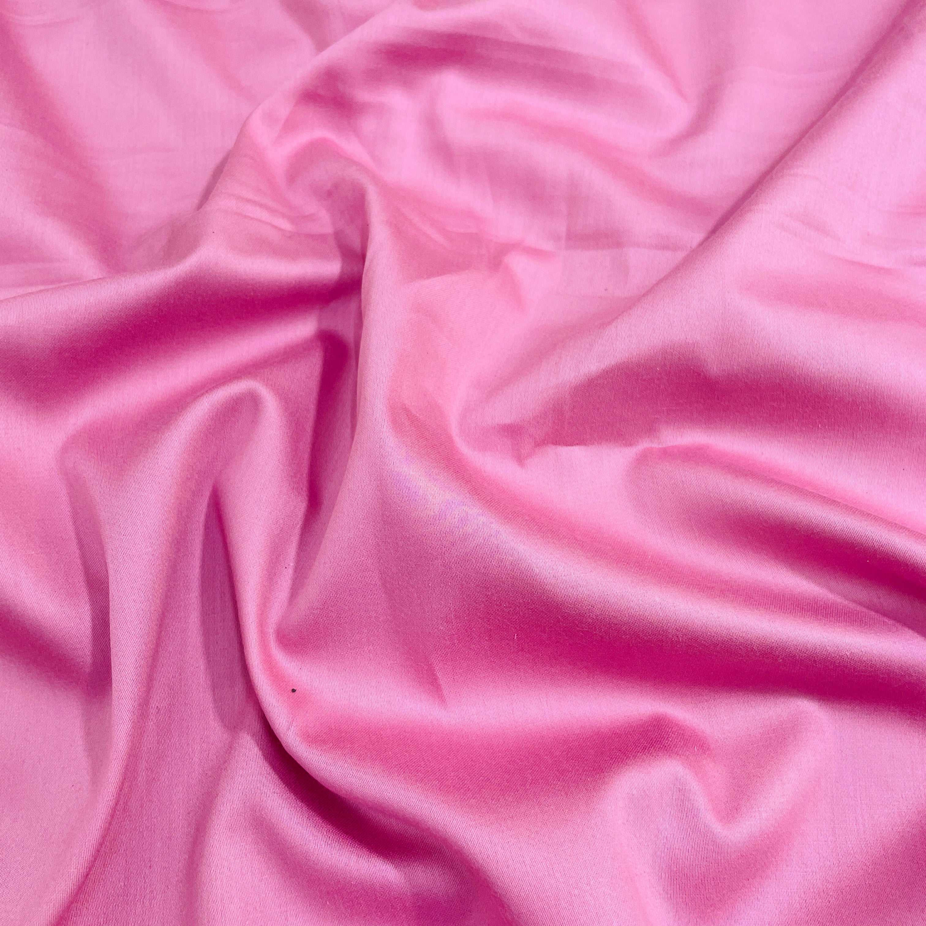 Flamingo Pink Solid Cotton Satin Fabric - TradeUNO