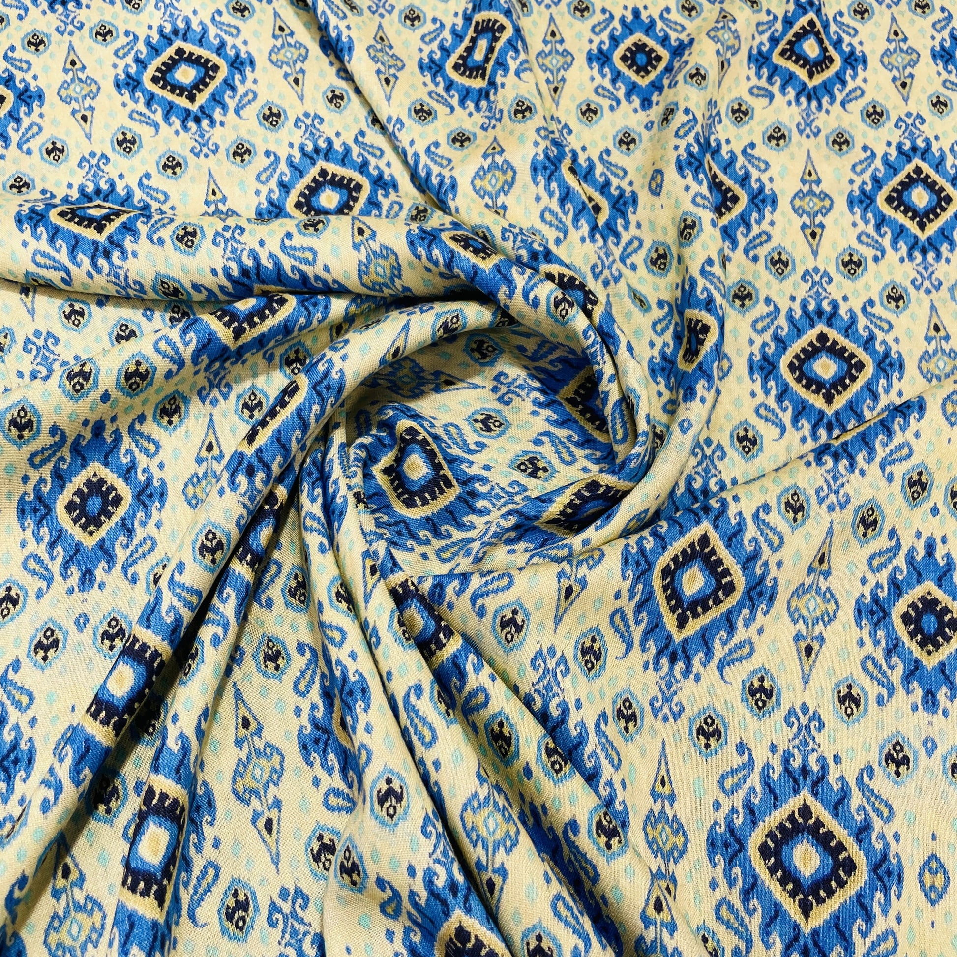 Blue and cream fabric