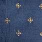 Blue Sequins Embroidery Russian Silk Fabric