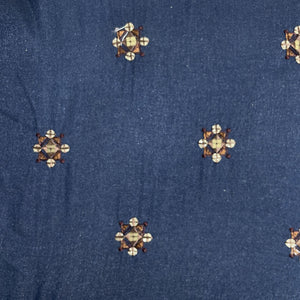 Blue Sequins Embroidery Russian Silk Fabric