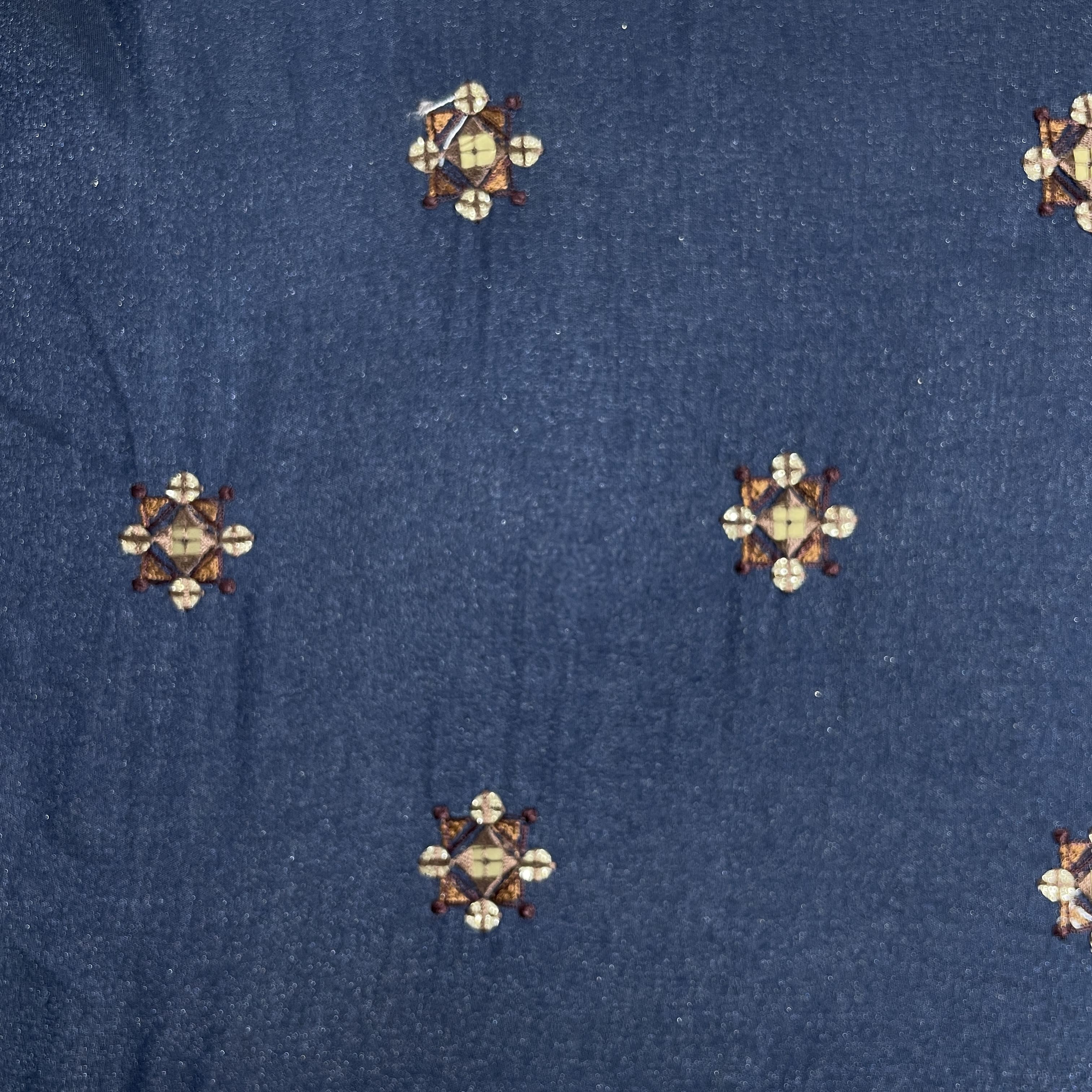 Blue Sequins Embroidery Russian Silk Fabric