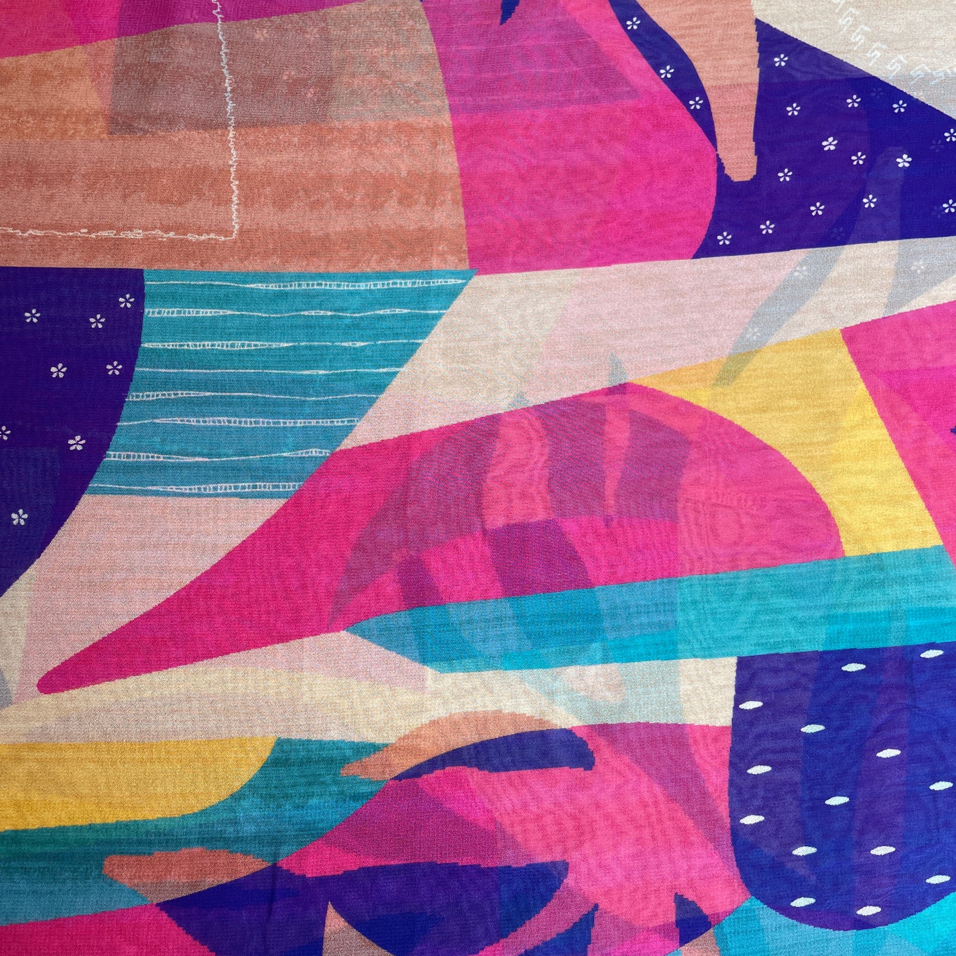 Premium Multicolour Abstract Print Georgette Fabric