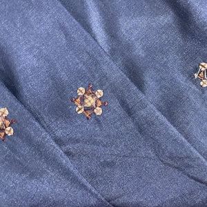 Blue Sequins Embroidery Russian Silk Fabric